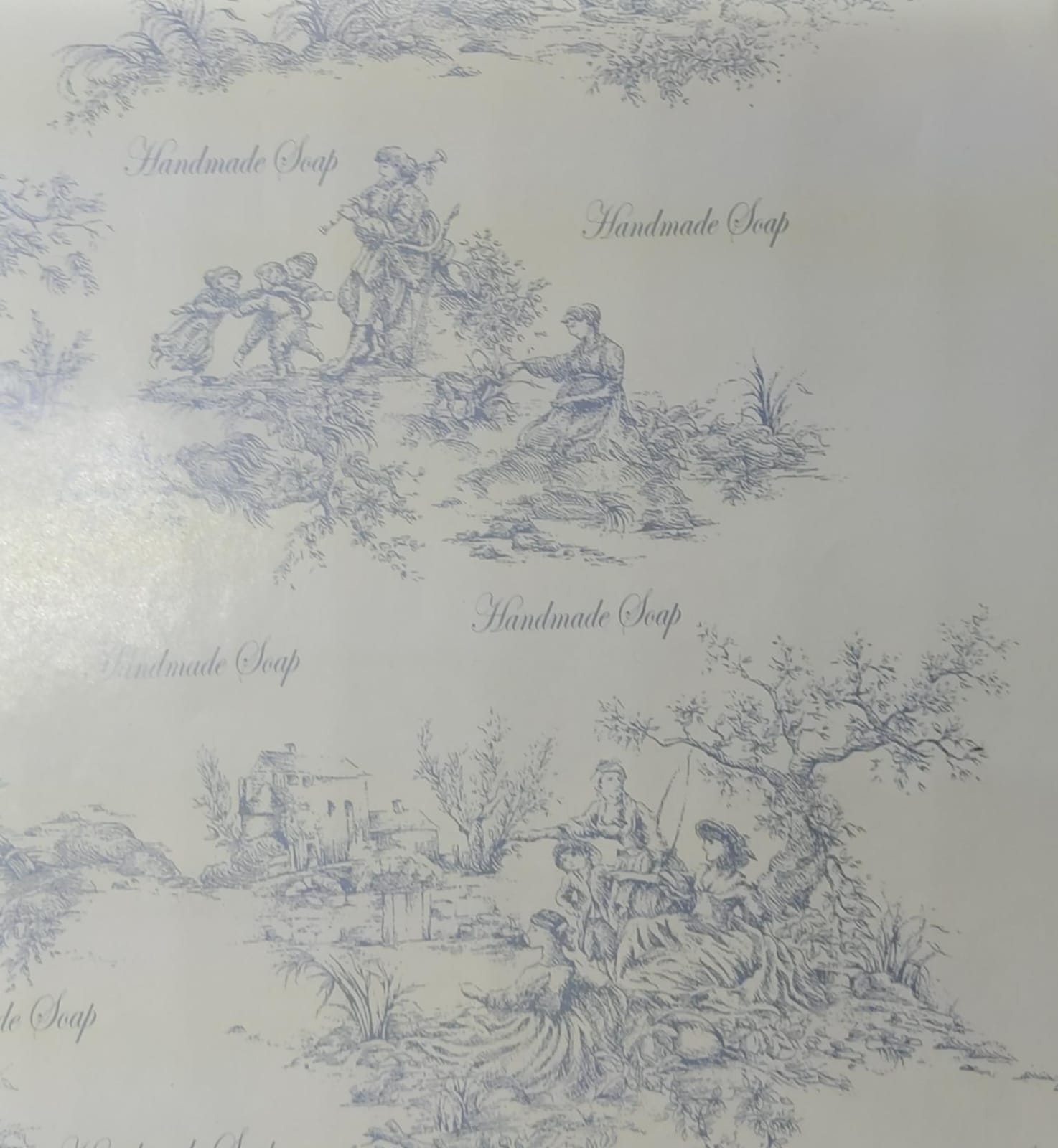 Hand Made Soap Wrapping Paper - Blue & White (1 X A3 sheet)