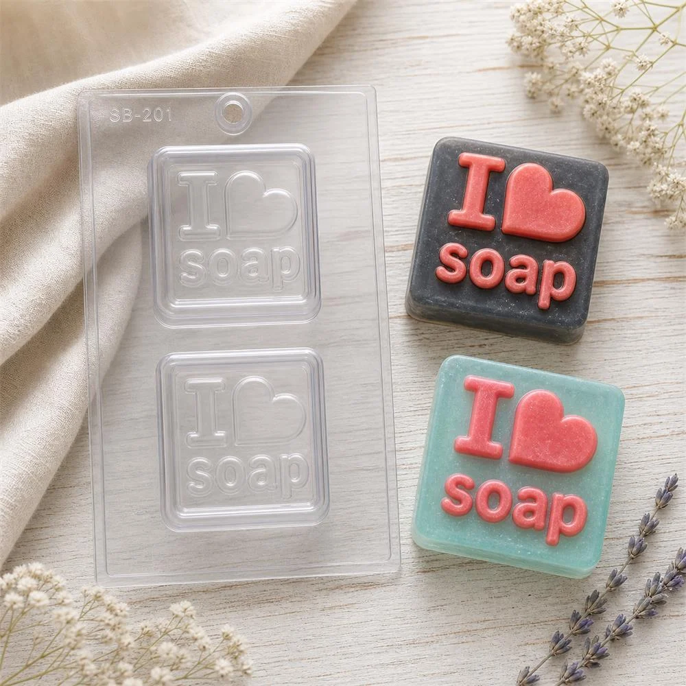 “I Love Soap” Square PVC Soap Mould with 2 cavities