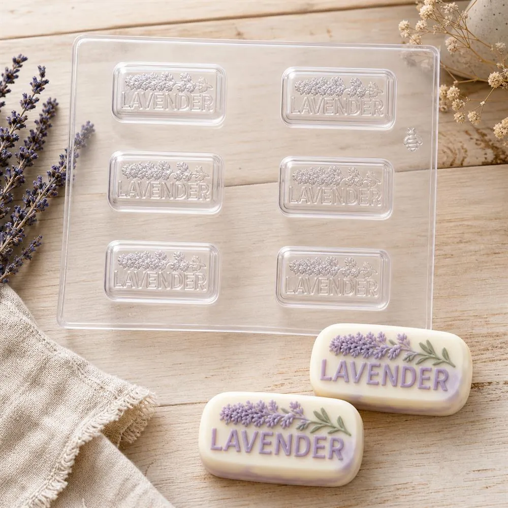 "Lavender" Rectangle PVC Soap Mould, 60g (SB-228)