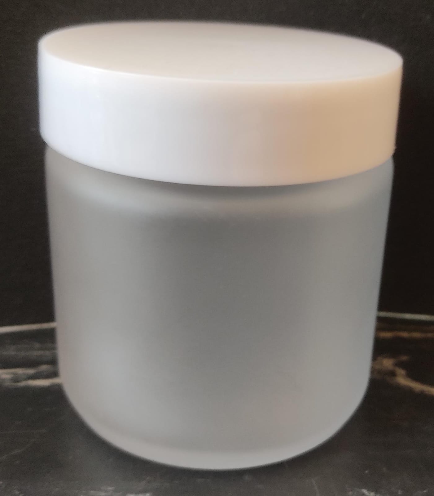 100ml Glass Frosted Jar (White Lid)