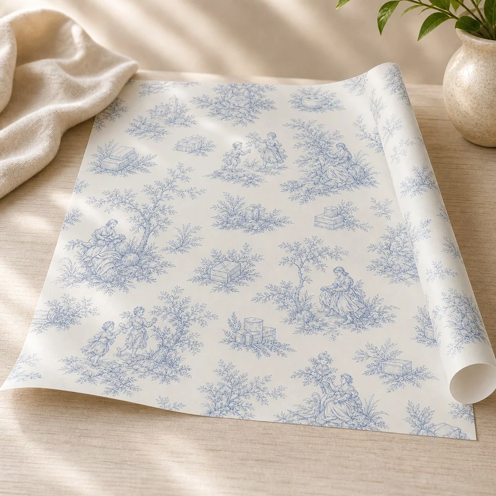 Handmade Wrapping Paper A3 - Blue and White
