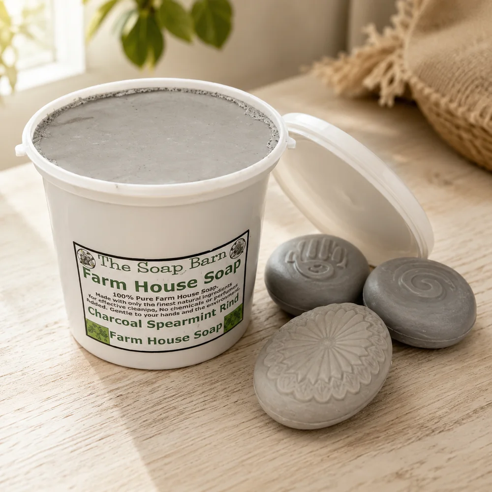 Farmhouse Soap Charcoal & Spearmint (Dark Grey with Spearmint Essential Oil) 1kg 100% Natural