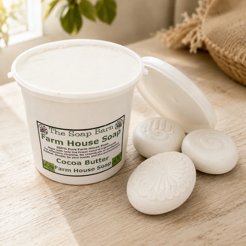 Farmhouse Soap Cocoa Butter Unfragranced (White with Raw, Organic Cocoa Butter) 100% Natural