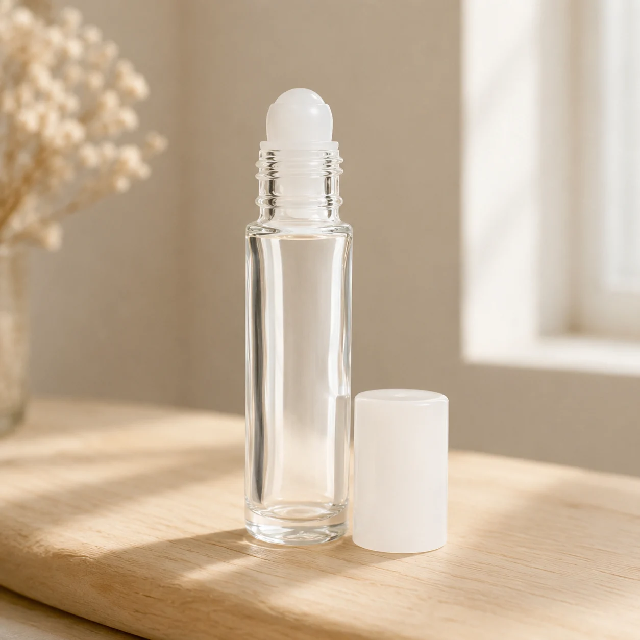 Lip Gloss Bottle - Roller Ball - 10ml White Lid