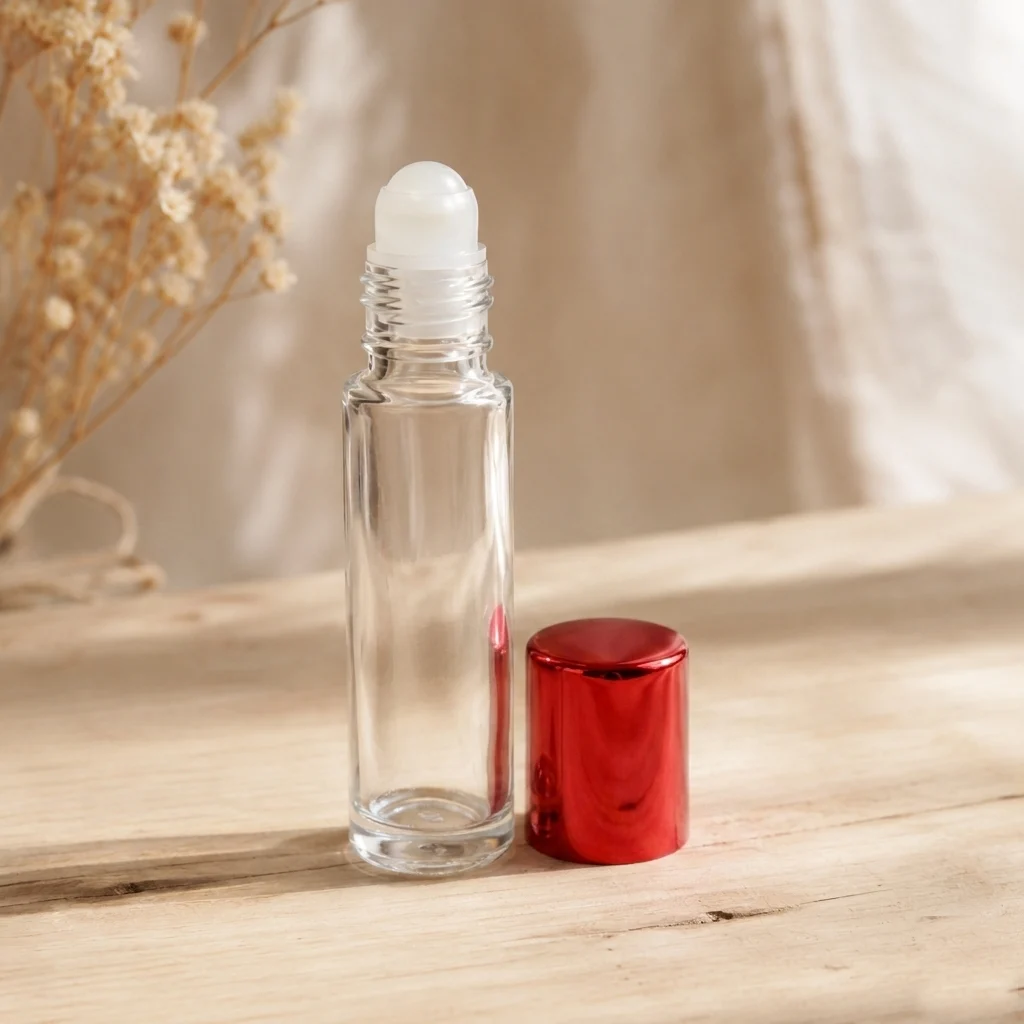 Lip Gloss Bottle - Roller Ball - 10ml Red Lid
