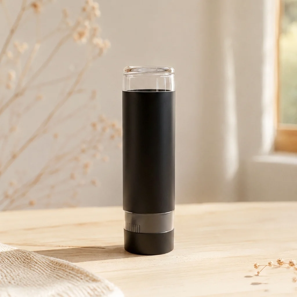 Lipstick Tube Black with Round Clear Lid 10ml