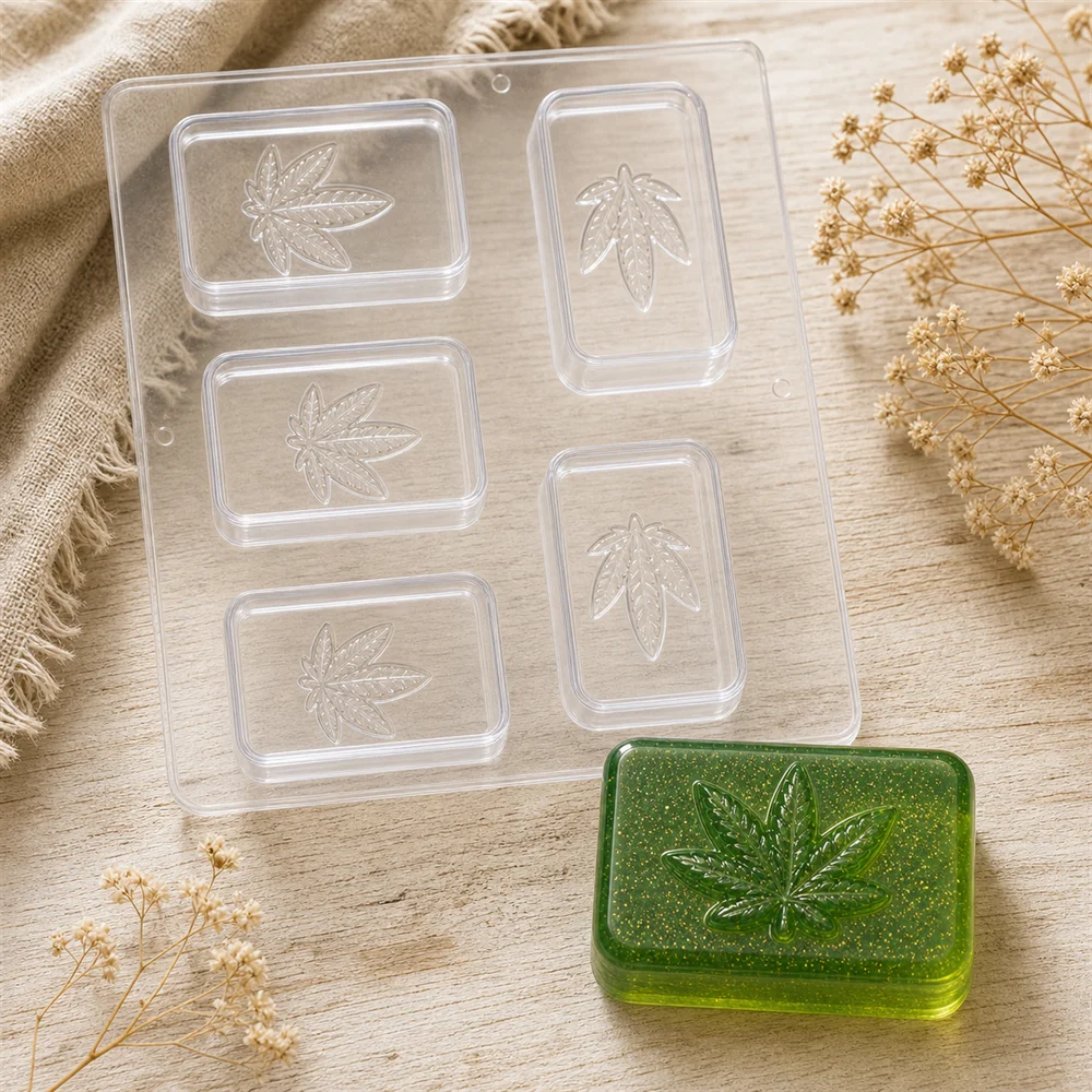 Cannabis Leaf Rectangle PVC Soap Mould, 100g (SB-321)