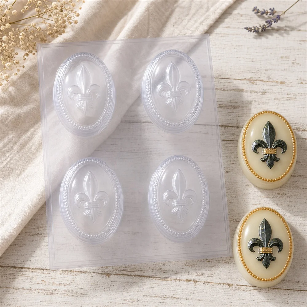 Fleur-de-Lis Oval PVC Soap Mould