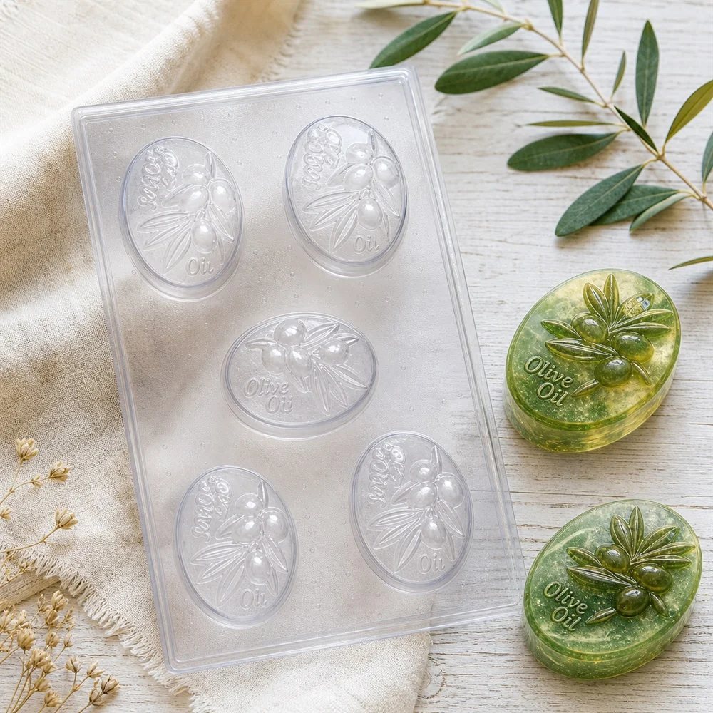 Olive Oil Oval PVC Soap Mould, 100g (SB-216)