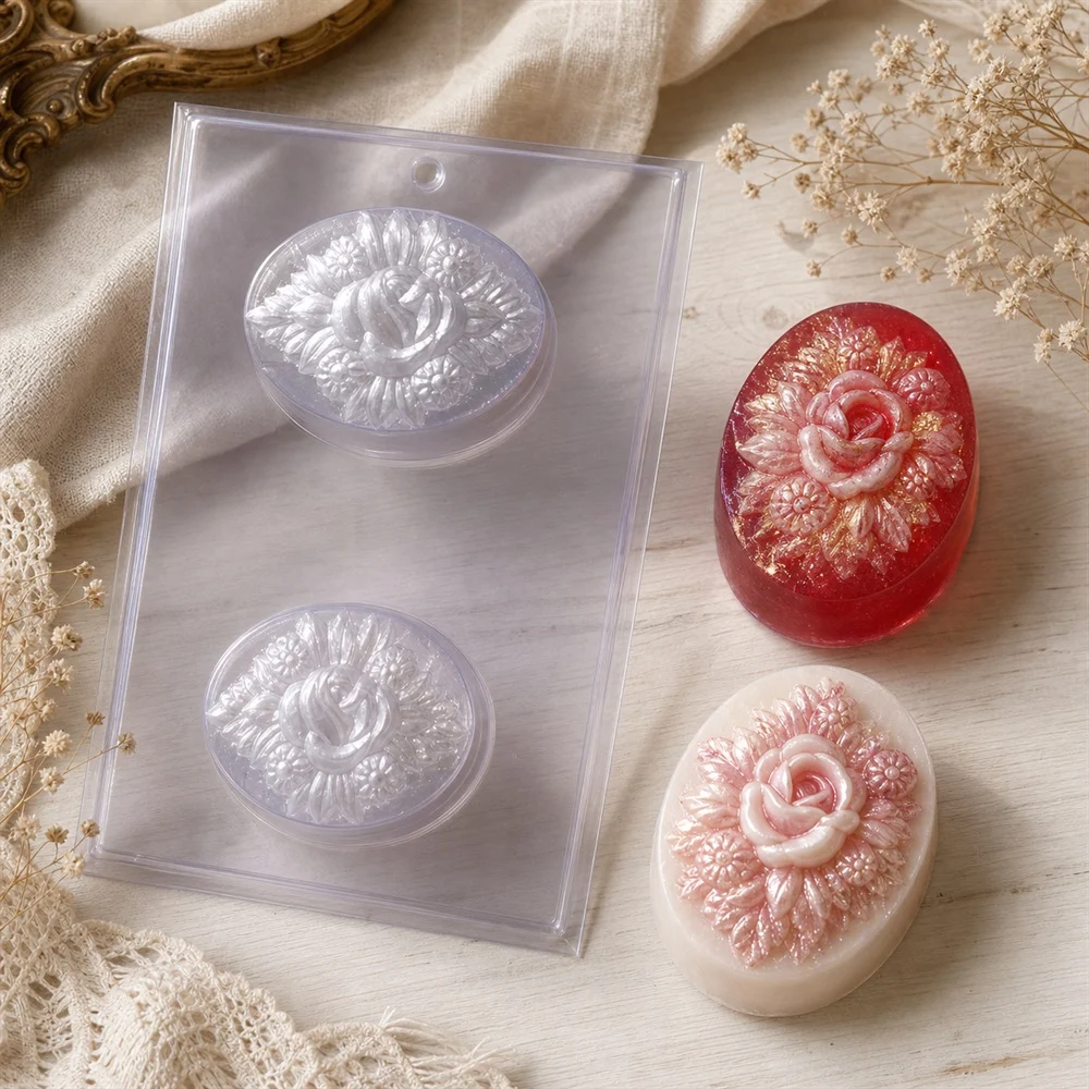 Oval cameo rose PVC soap mould for making 120g handmade rose soap bars