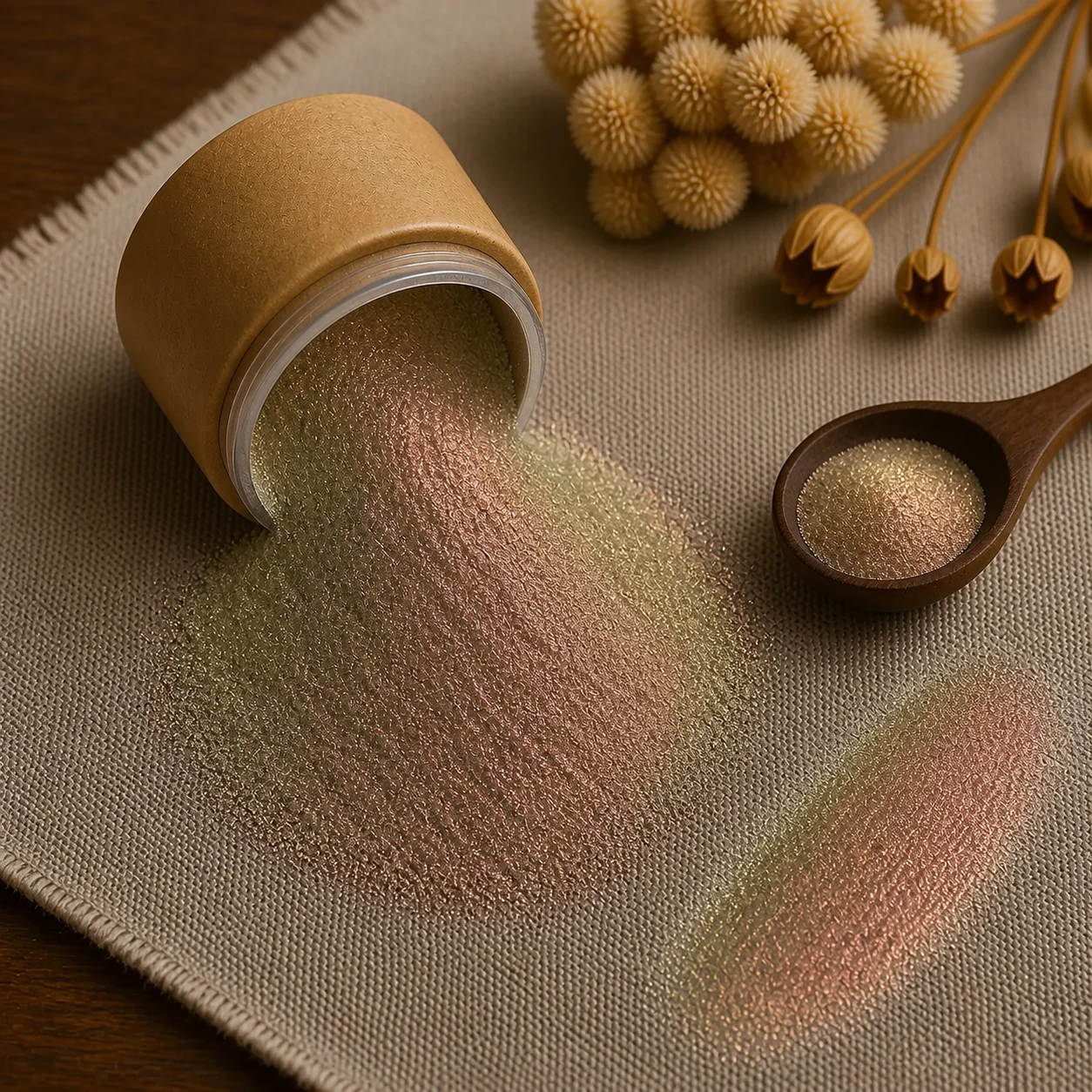 Mica Burgundy Brown 10ml - olive khaki mica powder with a gold sheen and burgundy undertone, The Soap Barn