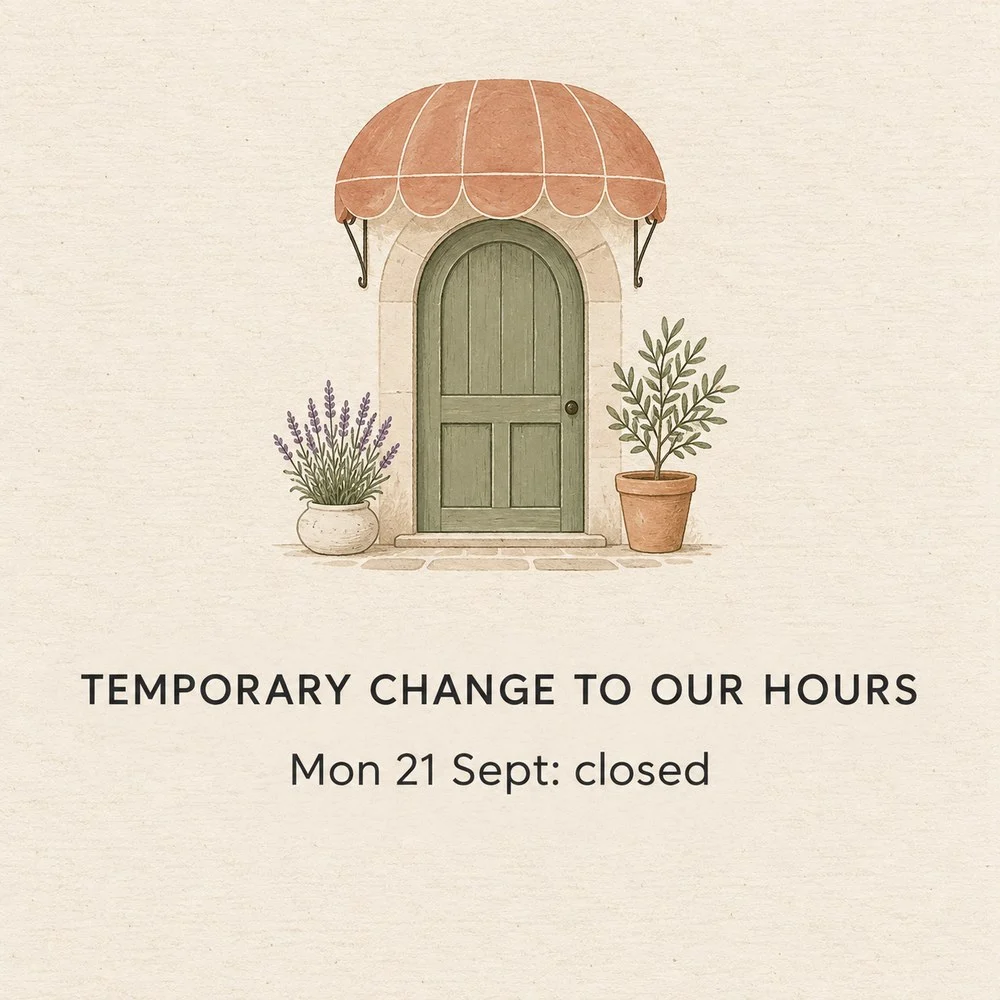 Temporary change to our hours. Monday 21 September closed.